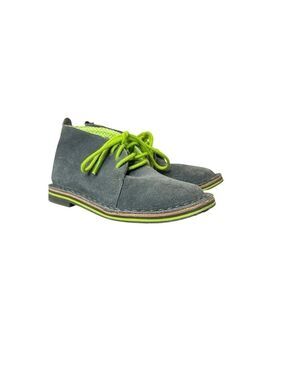 Cole Haan Air Paul Stripe Chukka Boys Size 8 Gray Suede Lime Green Lace Up Boot